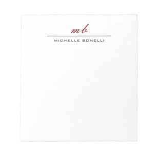 Modern Monogram Professional Plain Simple Minimal Notepad
