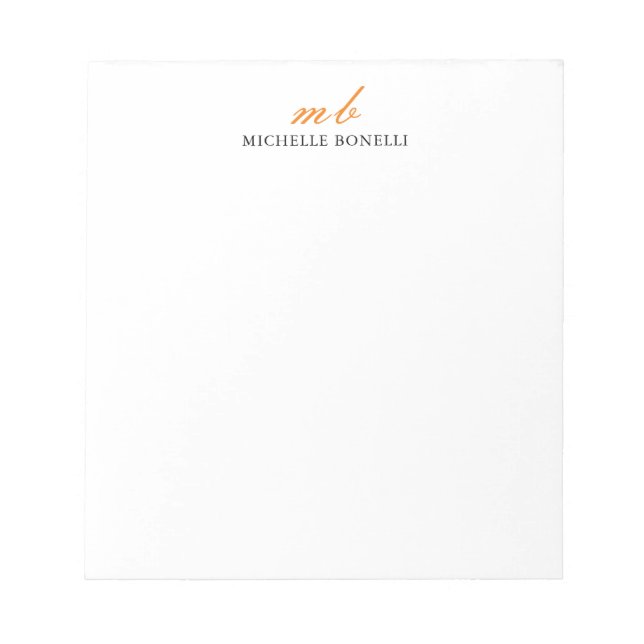 Modern Monogram Professional Plain Simple Minimal Notepad (Front)