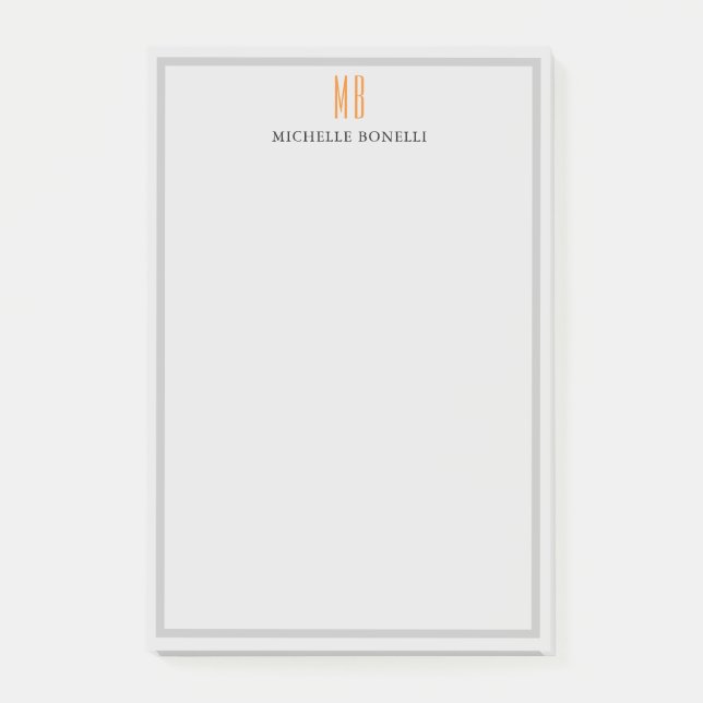 Modern Monogram Professional Plain Simple Minimal Post-it Notes (Front)
