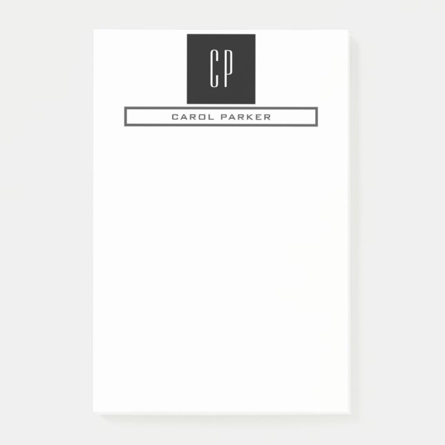 Modern Monogram Professional Plain Simple Minimal Post-it Notes (Front)