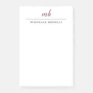 Modern Monogram Professional Plain Simple Minimal Post-it Notes