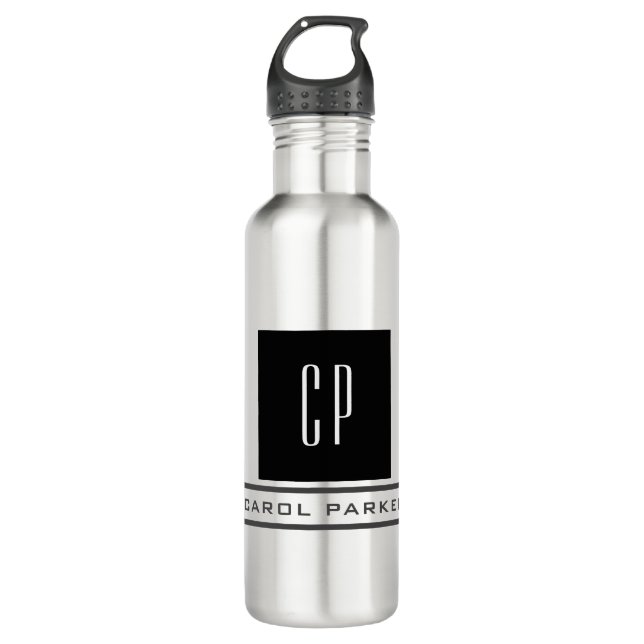 Modern Monogram Professional Plain Simple Name 710 Ml Water Bottle (Front)