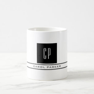 Modern Monogram Professional Plain Simple Name Coffee Mug