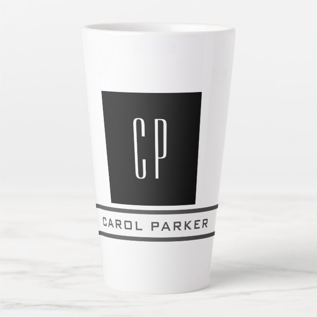 Modern Monogram Professional Plain Simple Name Latte Mug (Front)