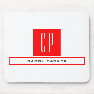 Modern Monogram Professional Plain Simple Name Mouse Pad