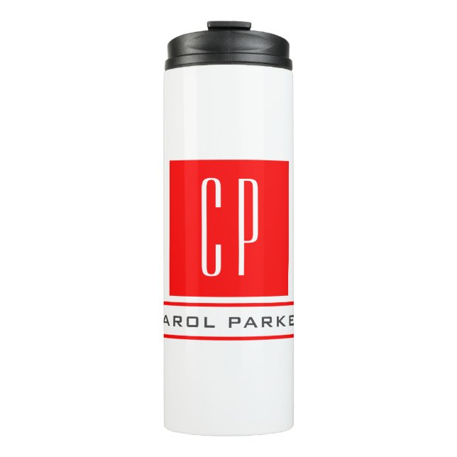 Modern Monogram Professional Plain Simple Name Thermal Tumbler (Front)