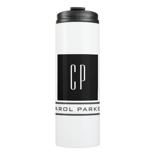 Modern Monogram Professional Plain Simple Name Thermal Tumbler (Front)
