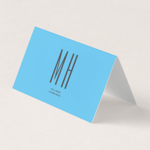 Modern Monogram Professional Plain Simple Sky Blue