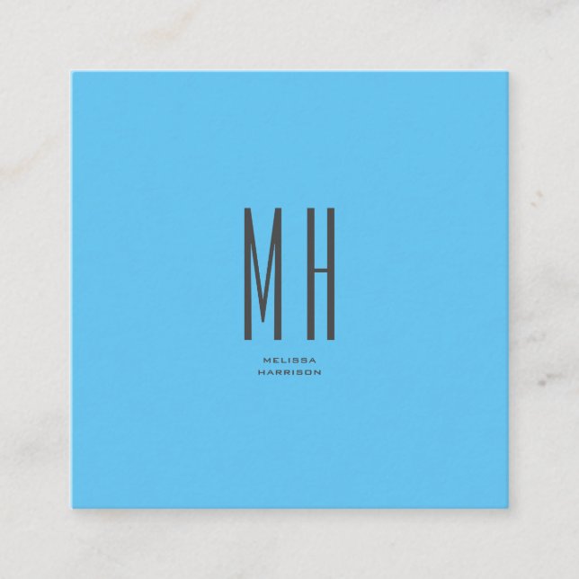 Modern Monogram Professional Plain Simple Sky Blue Enclosure Card (Front)