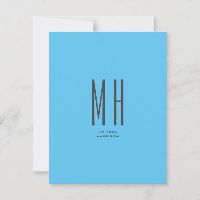 Modern Monogram Professional Plain Simple Sky Blue RSVP Card (Front)