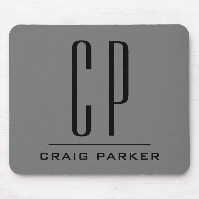 Modern Monogram Professional Plain Your Name Mouse Pad (Front)