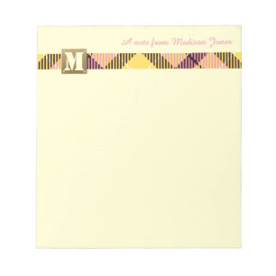 Modern Monogram Professional Script Name Tartan Notepad