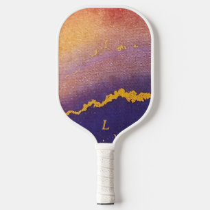 Modern Monogram Purple Abstract Pickleball Paddle
