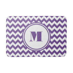 Modern Monogram Purple Chevron  Bath Mat