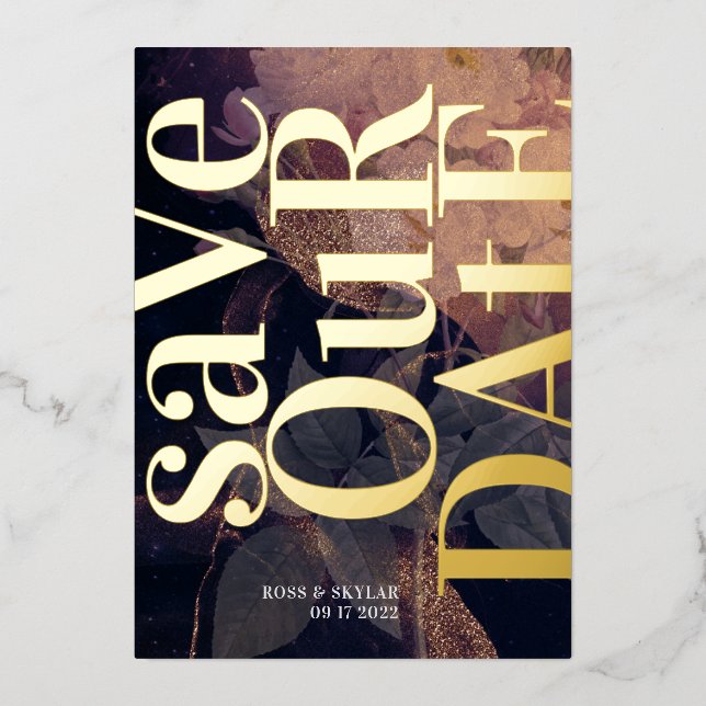 Modern Monogram Purple Fall Floral Wedding (Front)