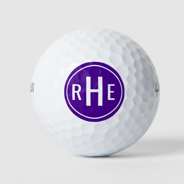 Modern Monogram Purple Golf Balls (Front)