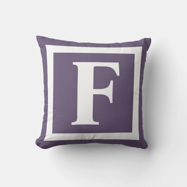 Modern Monogram Purple Initial Minimal Cushion (Front)