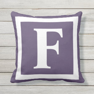 Modern Monogram Purple Initial Minimal Cushion
