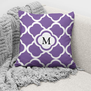 Modern Monogram Purple Pattern Cushion