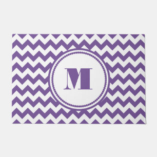 Modern Monogram Purple Stripes Doormat