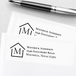 Modern Monogram Real Estate Agent Return Address Label