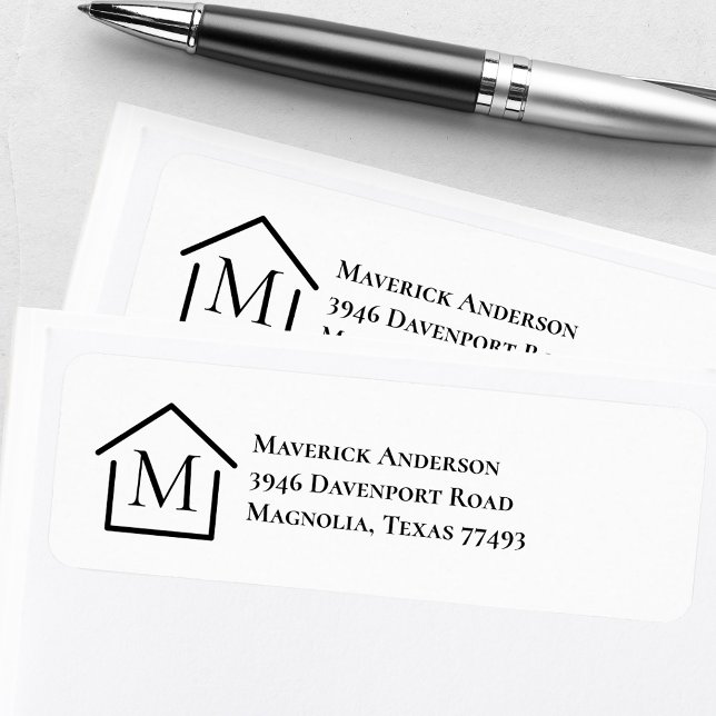 Modern Monogram Real Estate Agent Return Address Label (Creator Uploaded)