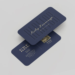 Modern Monogram Realtor Real Estate Agent Blue Business Card