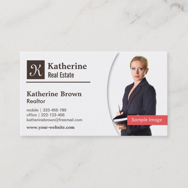 Modern, Monogram, Realtor, Real Estate, Photo Business Card (Front)