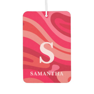 Modern Monogram Red Pink Pattern Car Air Freshener