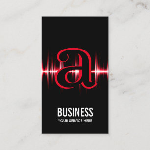 Modern Monogram Red Pulse Professional Business Card