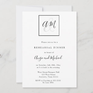 Modern Monogram Rehearsal Dinner Invitations