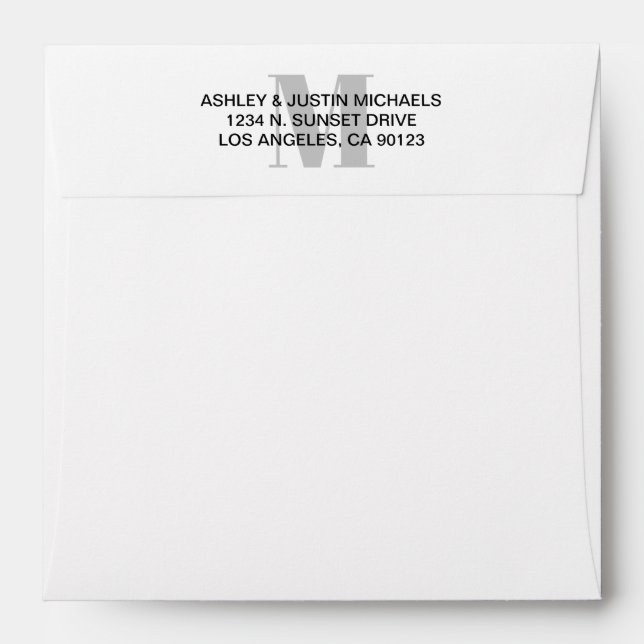 Modern Monogram & Return Address Envelope (Back (Top Flap))