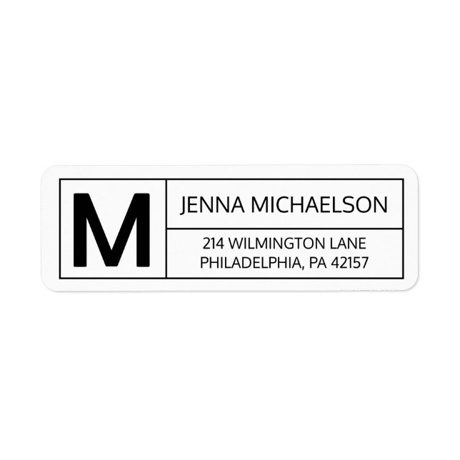 Modern Monogram Return Address Label (Front)