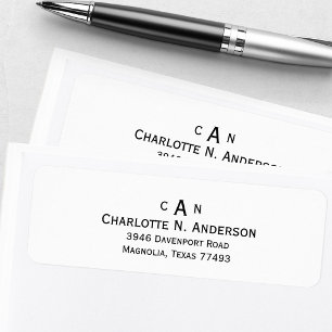 Modern Monogram Return Address Label
