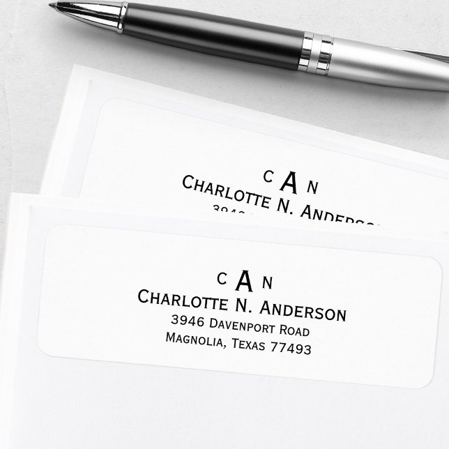 Modern Monogram Return Address Label (Creator Uploaded)