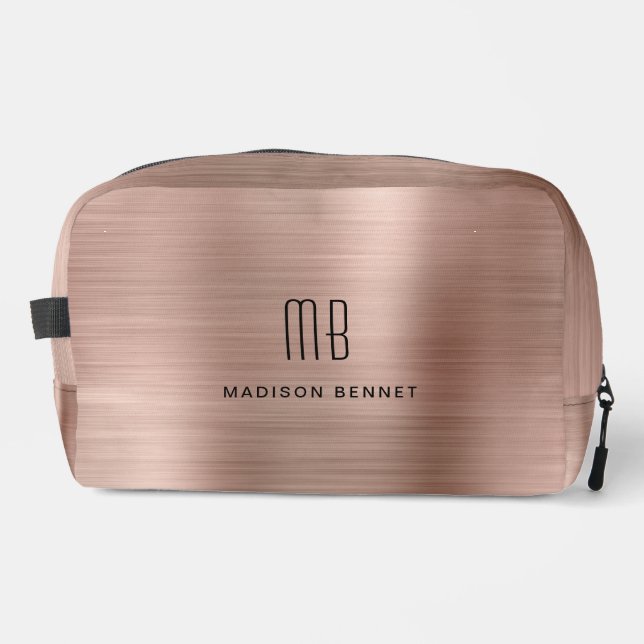Modern Monogram Rose Gold Dopp Kit (Front)