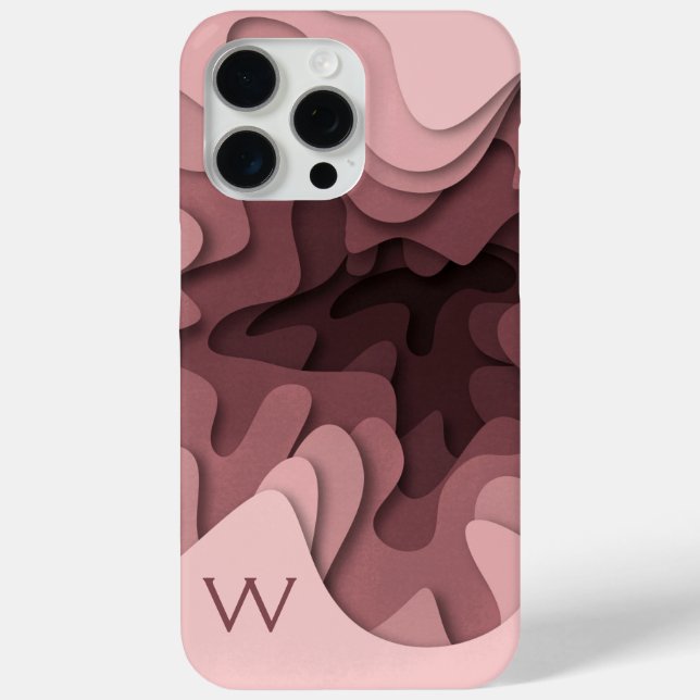 Modern Monogram Rose Pink Elegant Abstract Case-Mate iPhone Case (Back)