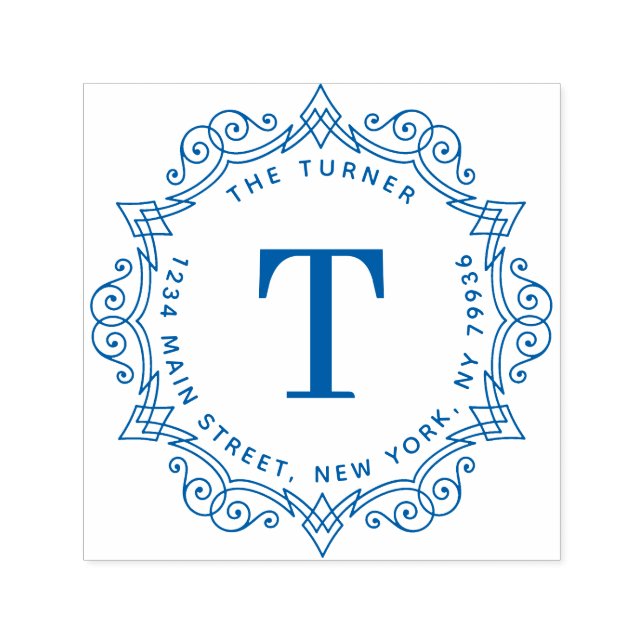 Modern Monogram Round Return Address Self-inking Stamp (Design)