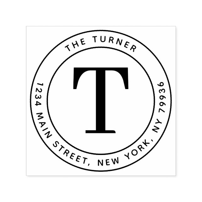 Modern Monogram Round Return Address Self-inking Stamp (Design)
