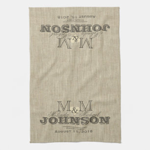 Modern Monogram   Rustic Beige Tea Towel