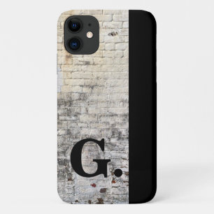 Modern Monogram Rustic Brick Wall For Men  iPhone 11 Case