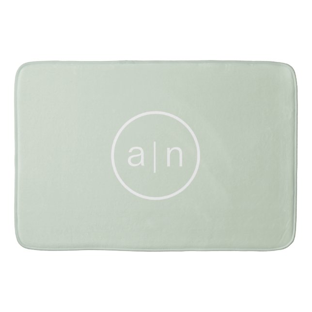 Modern Monogram Sage Green  Bath Mat (Front)