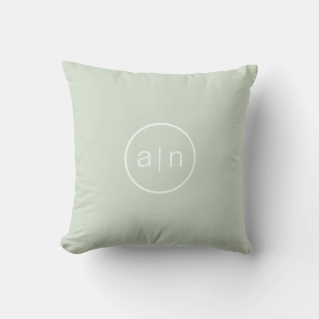 Modern Monogram Sage Green  Cushion (Front)