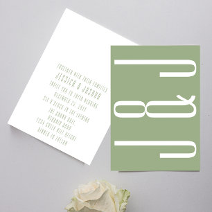Modern Monogram Sage Green Typography Wedding Invitation
