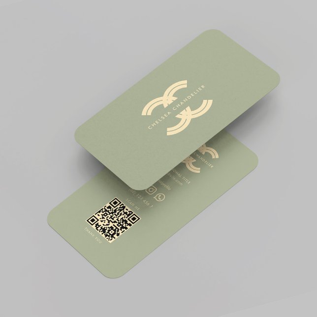 Modern Monogram Sage Logo C Company Business Card (Modern Monogram Sage Gold Logo C Company Business Card
)