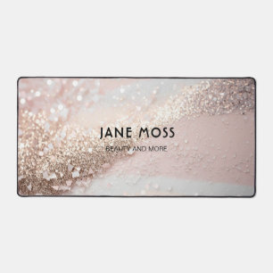 Modern, Monogram, Salon, Glitter (Imitate) Desk Mat