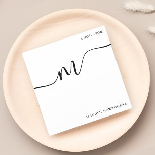 Modern Monogram Script Calligraphy Black White Card