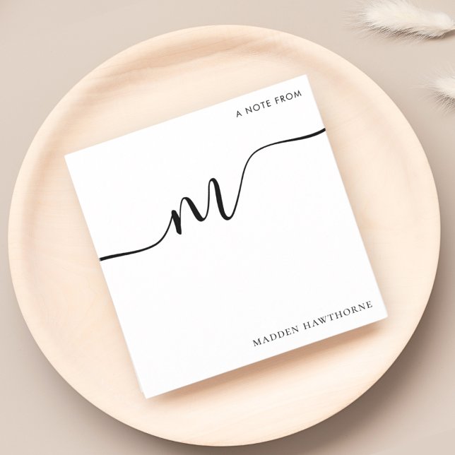 Modern Monogram Script Calligraphy Black White Card (Creator Uploaded)