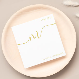 Modern Monogram Script Calligraphy Gold Name Card