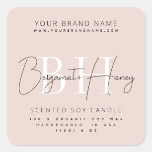 Modern monogram script candle label